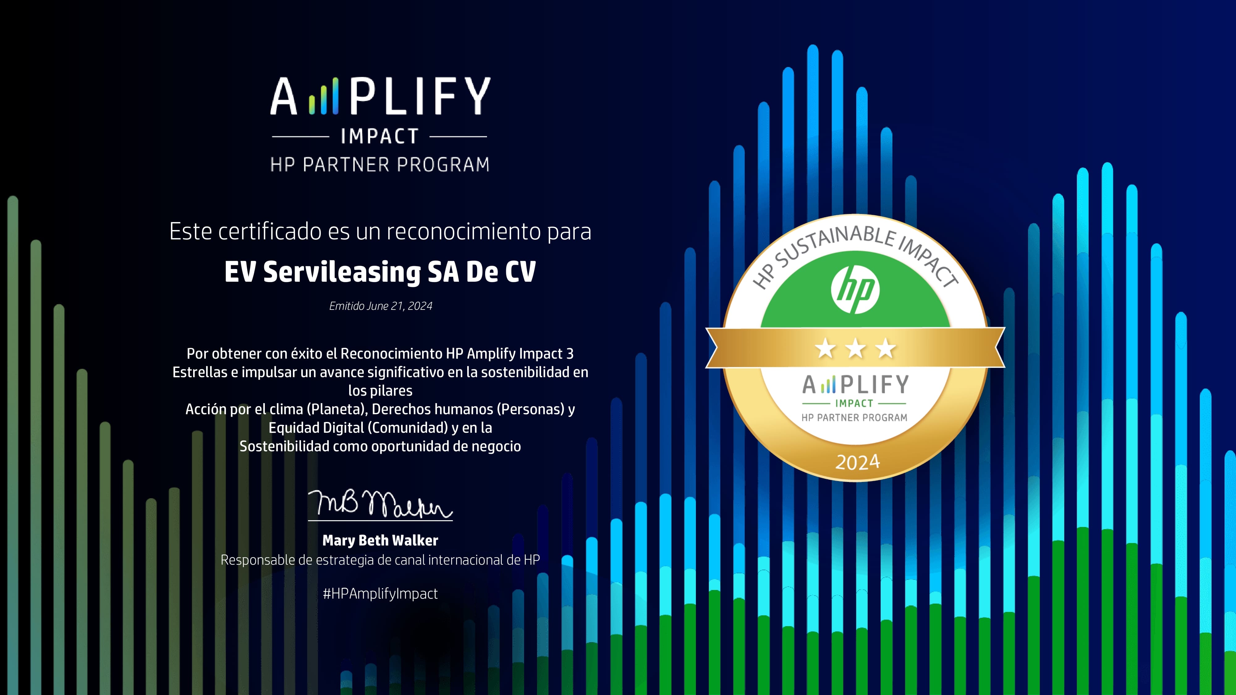 Reconocimiento HP Amplify Impact 3 Estrellas
